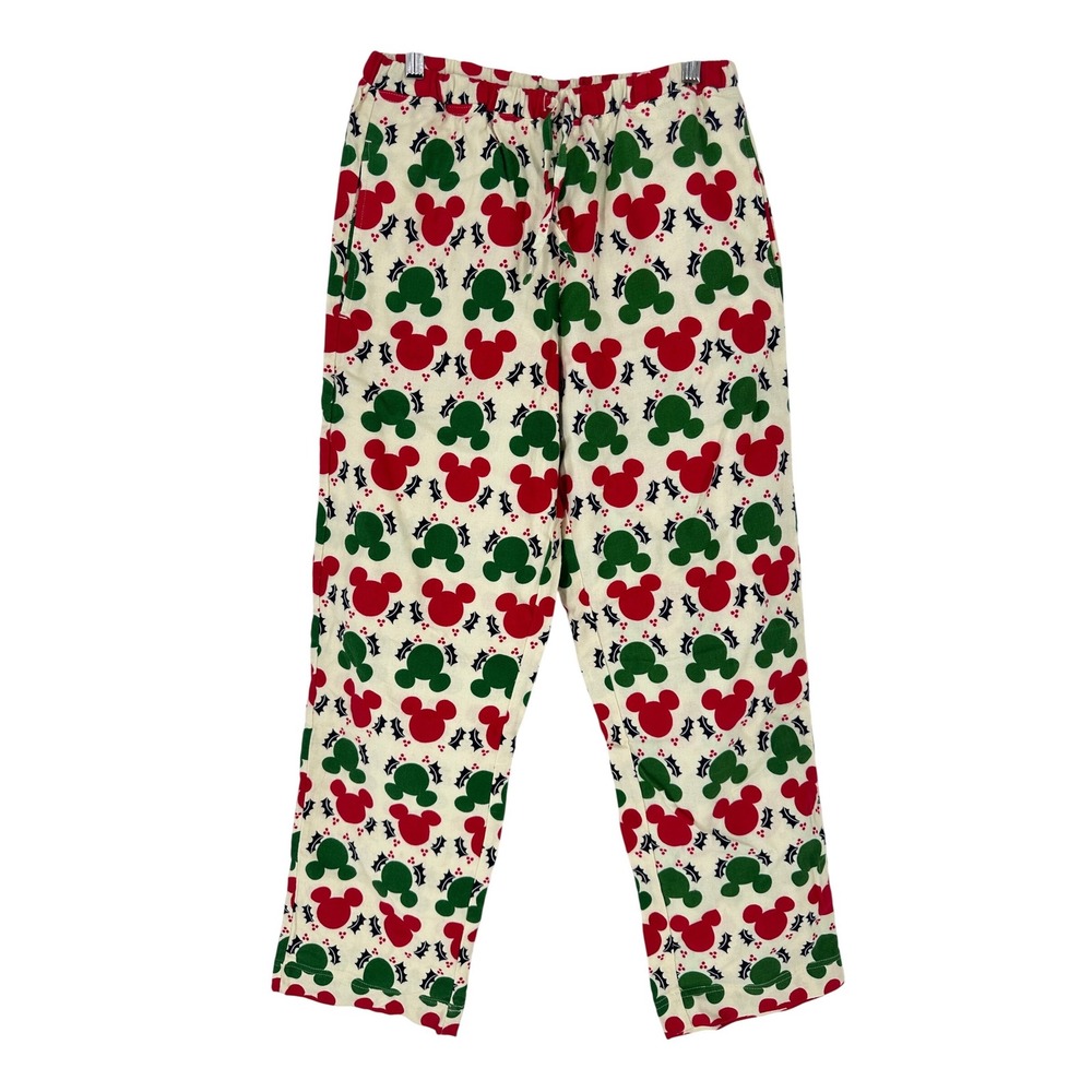 Disney Hanna Andersson Womens Pajama Pants XS Cream Mickey‎ Holly Print